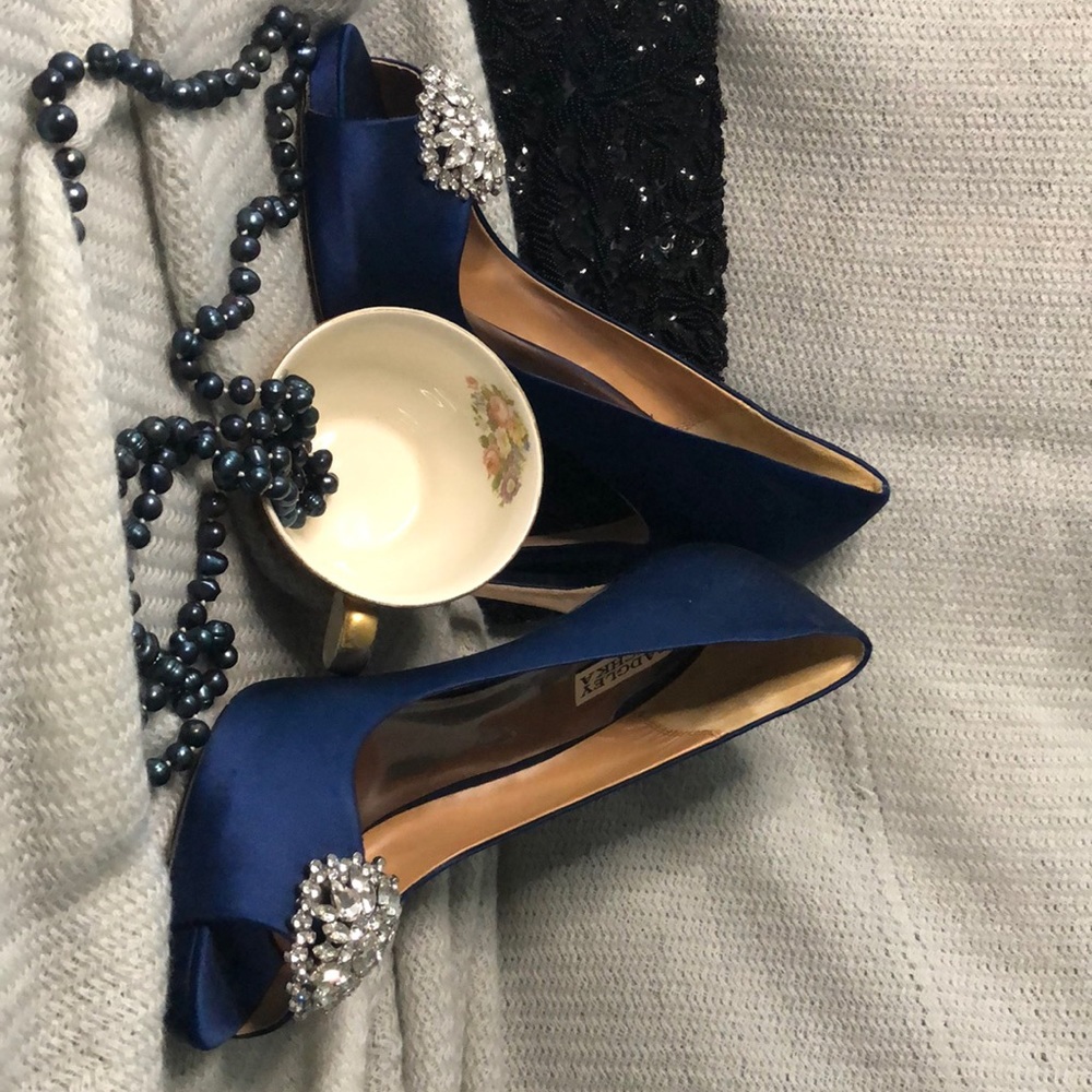 Badgely Mischka Rhinestone Peep Toe pumps